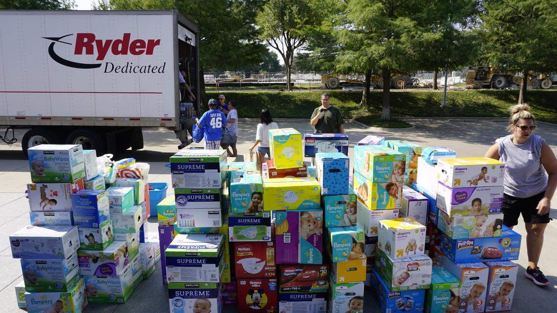 Just a portion of the two truckloads of supplies that generous residents of Fort Worth and Tarrant county donated Monday at the Star-Telegram hurricane relief effort. This photo is from September 2017 during Hurricane Harvey.