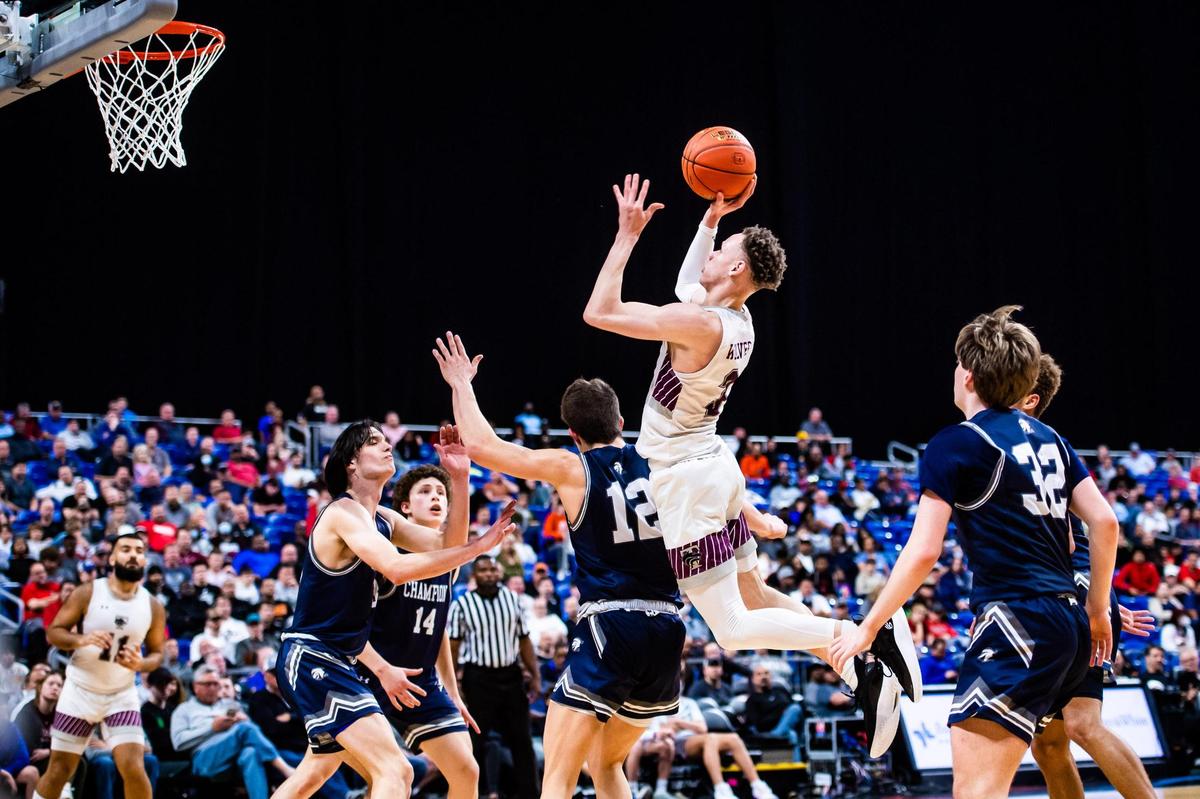 Chendall Weaver (3) pulls up for a shot during the 5A state semifinal game between Mansfield Timberview and Boerne Champion in San Antonio, at the Alamodome, on March 10, 2022. Timberview went on to win 55-43.