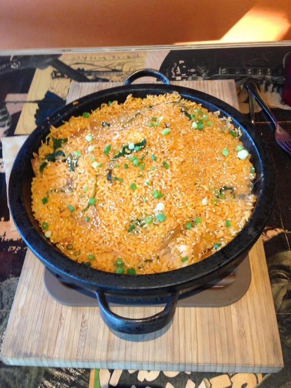 Sizzling fried rice at BBBop Seoul Kitchen’s Oak Cliff location in Dallas