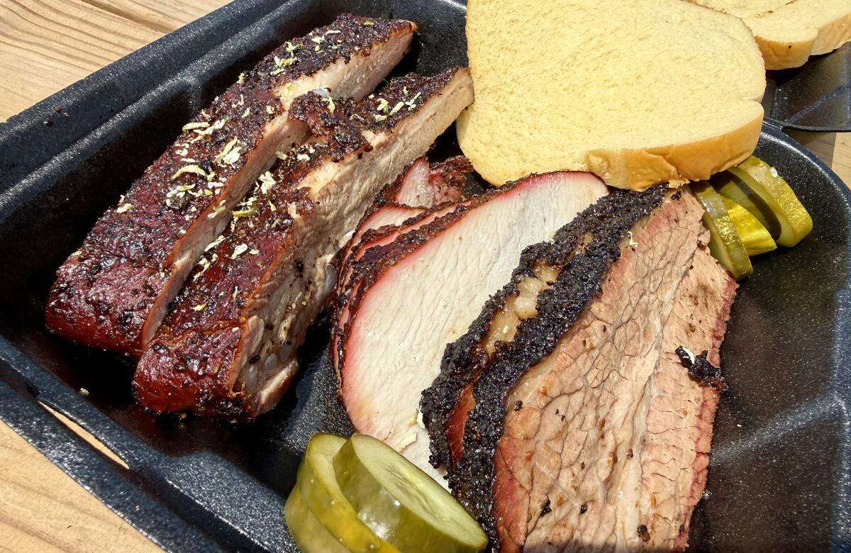 Pork ribs, turkey and brisket at B4 Barbeque, a new food truck In Rhome, Texas along with its original location in Mabank.
