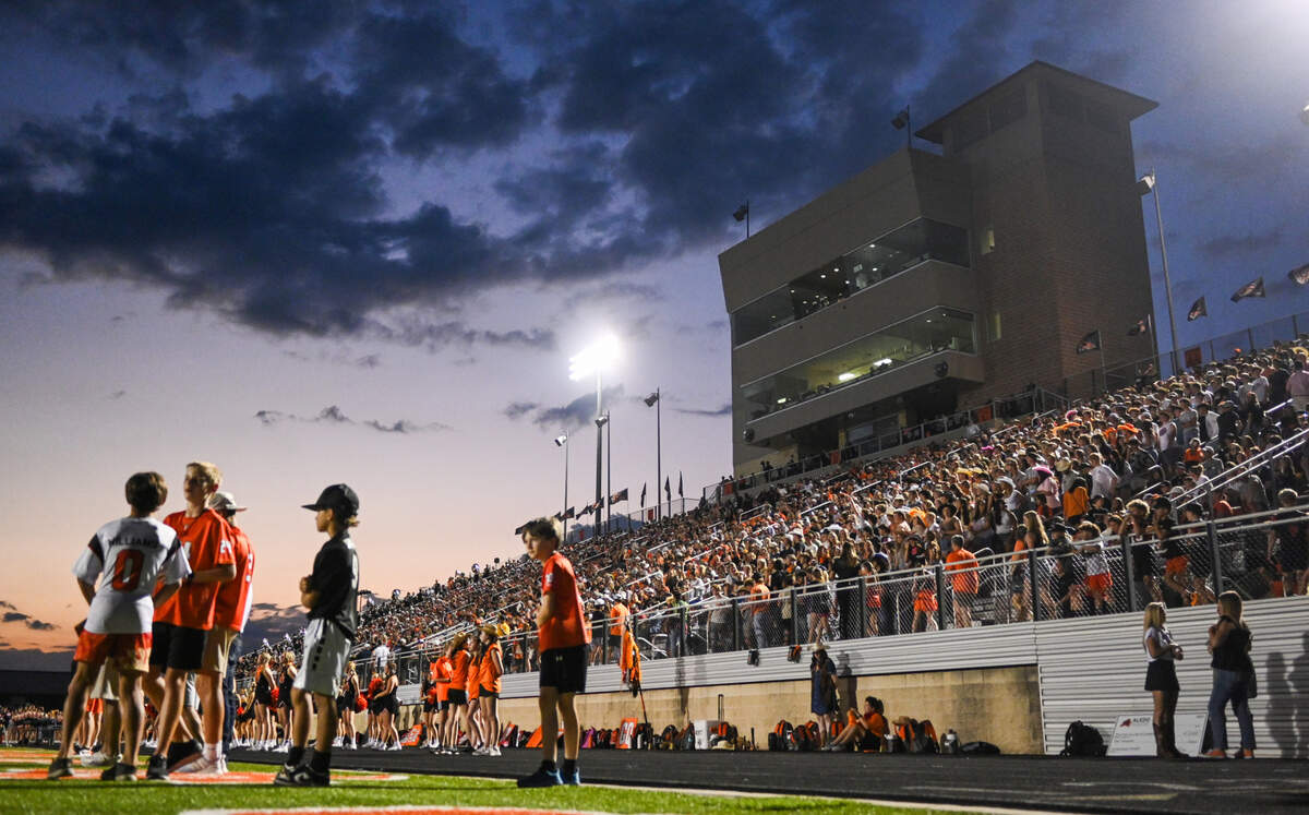 The sky sets as fan watch on during a game against Lancaster High School on Sept. 6 at Tim Buchanan Stadium. Aledo won 37-27.