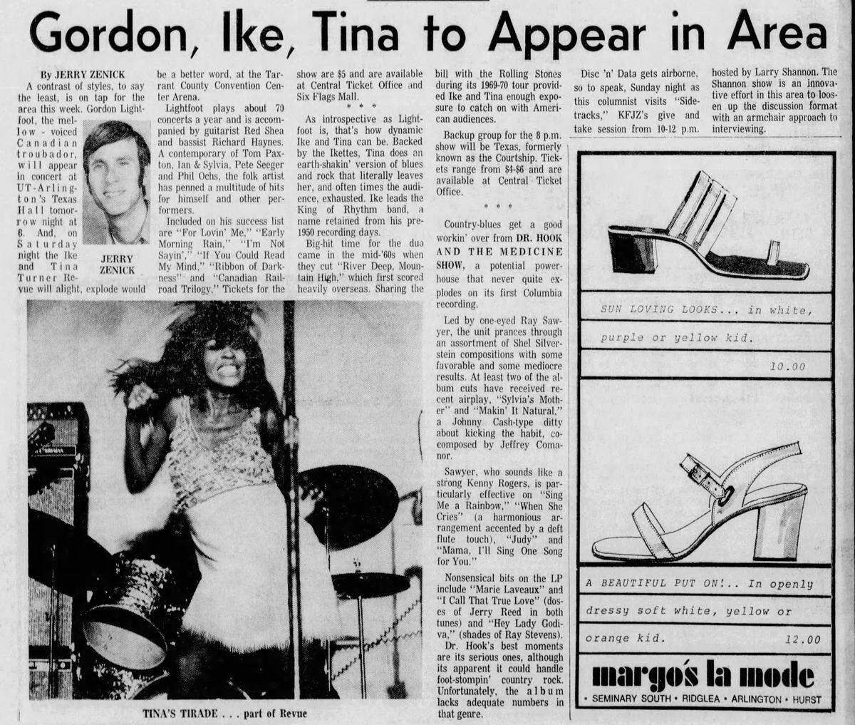 A Star-Telegram story on March 7, 1972, about Ike and Tina coming to Fort Worth
