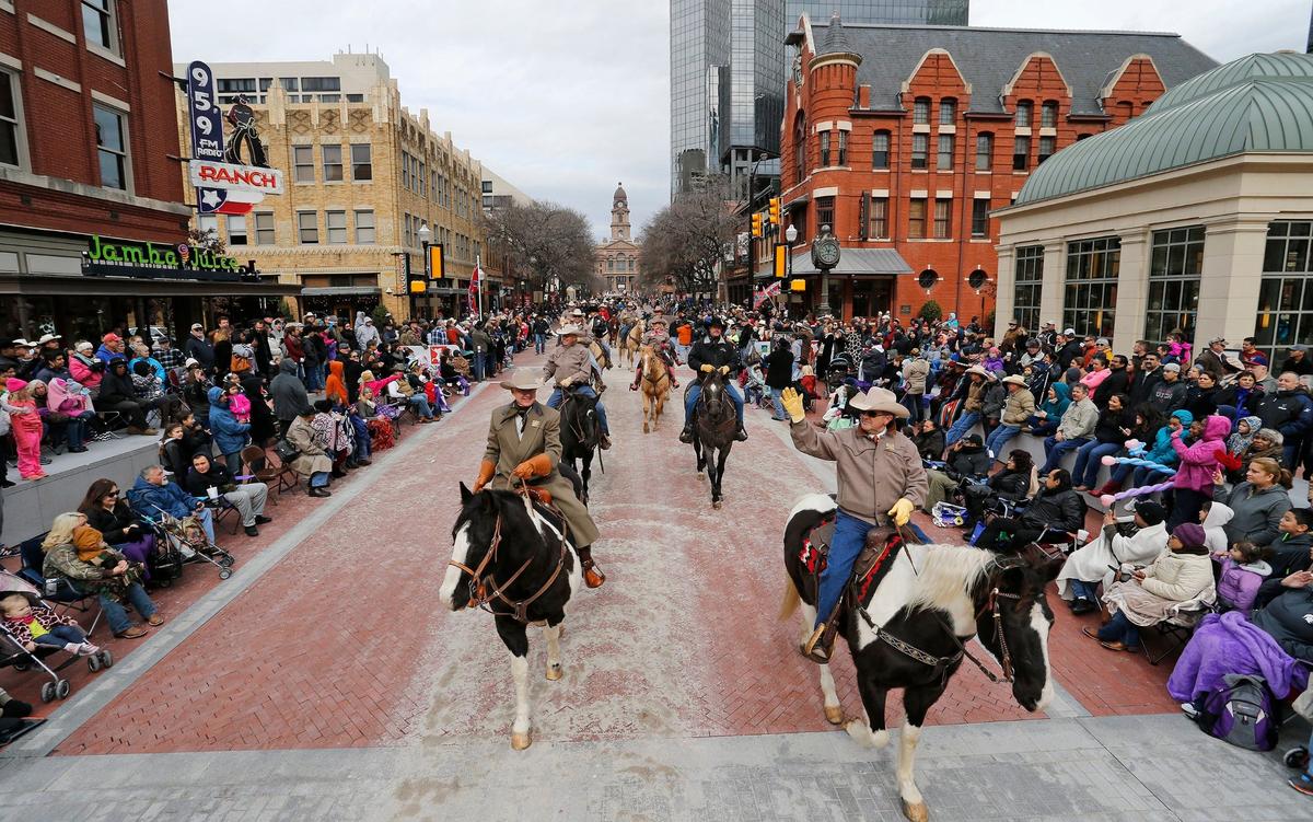 Jan. 16, 2016: Stock Show and Rodeo VIPs lead the All-Western parade through Sundance Square in downtown Fort Worth.