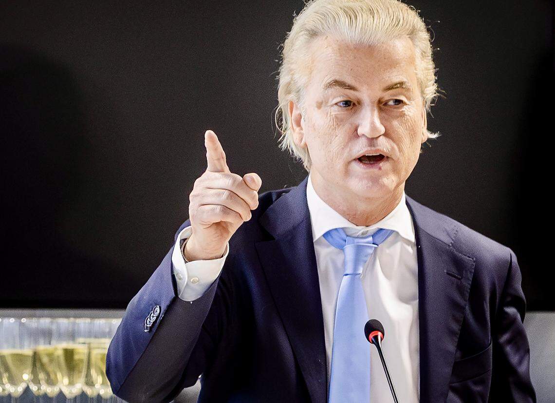 Party leader Geert Wilders of the PVV after elections in the Netherlands Nov. 23, 2023. 