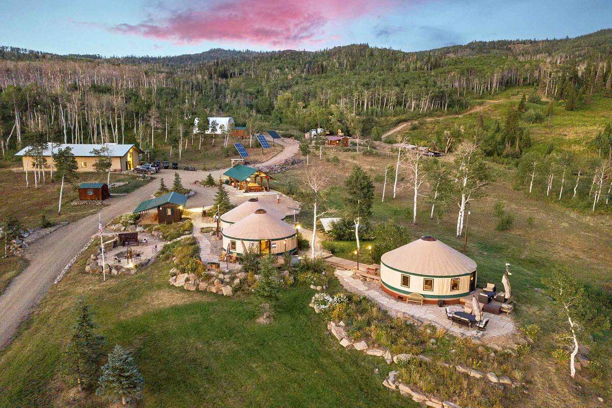 Exterior of the yurts