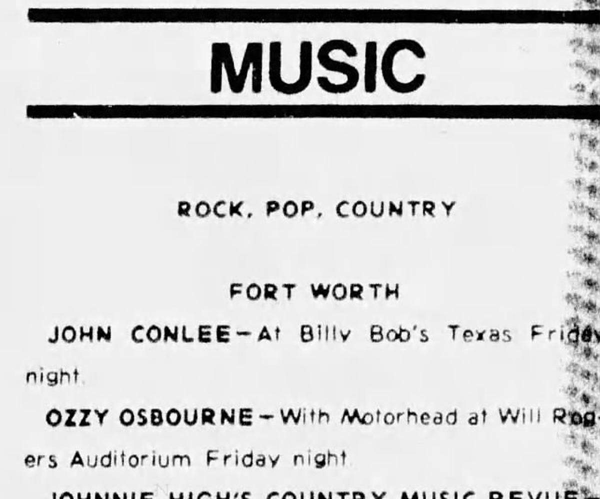 Ozzy Osbourne’s Cowtown concert is mentioned in this clip from the June 5, 1981, edition of the Fort Worth Star-Telegram.
