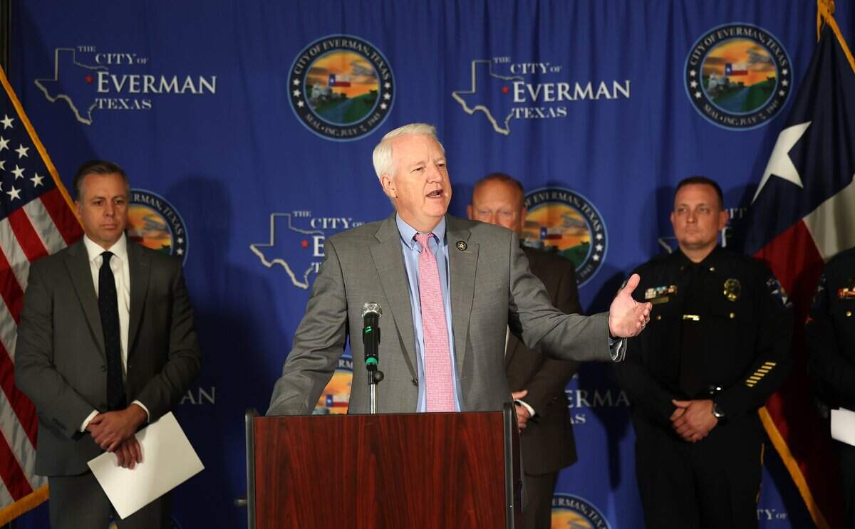 Tarrant County District Attorney Phill Sorrells speaks during a press conference announcing new evidence in the case of missing six-year-old Noel Rodriguez-Alvarez on Thursday, May 14, 2026. Officials said human remains were discovered in the back yard of Noel's former home.
