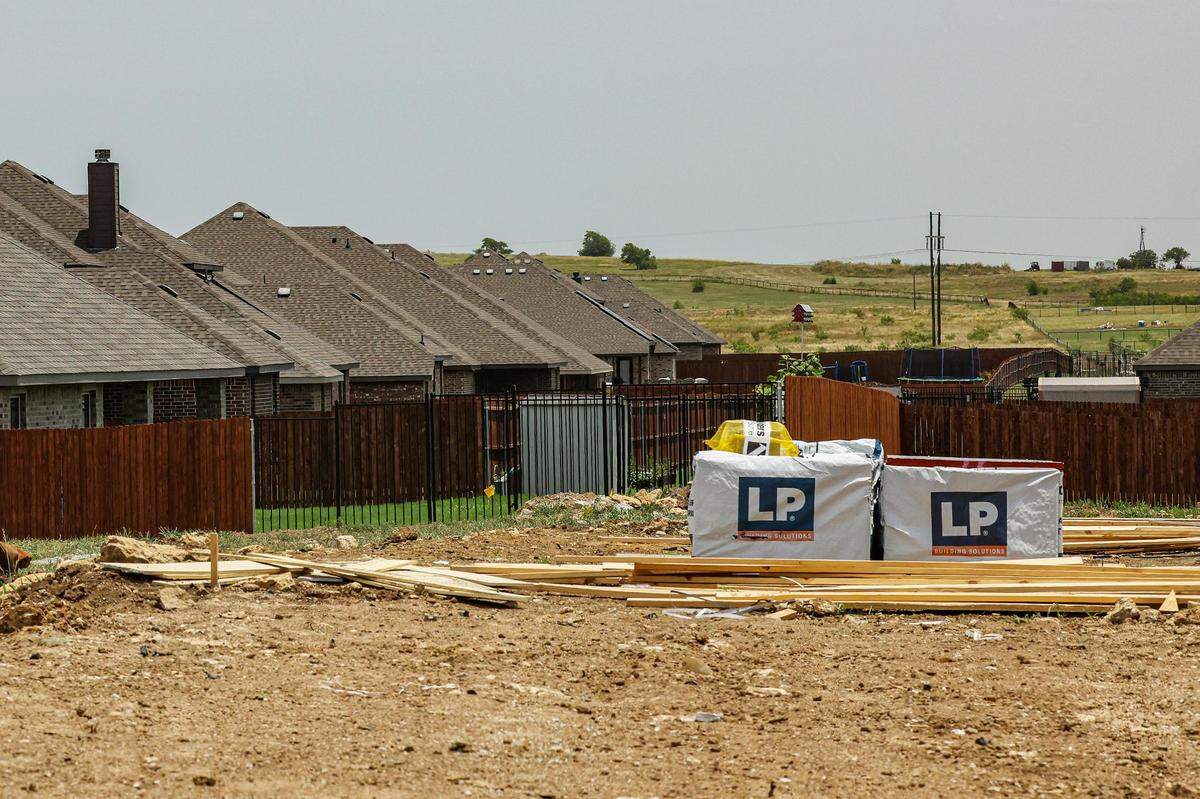 New homes are being built at the Erickson Farms by D.R. Horton in Krum, where officials expect the city to eventually grow into Denton.