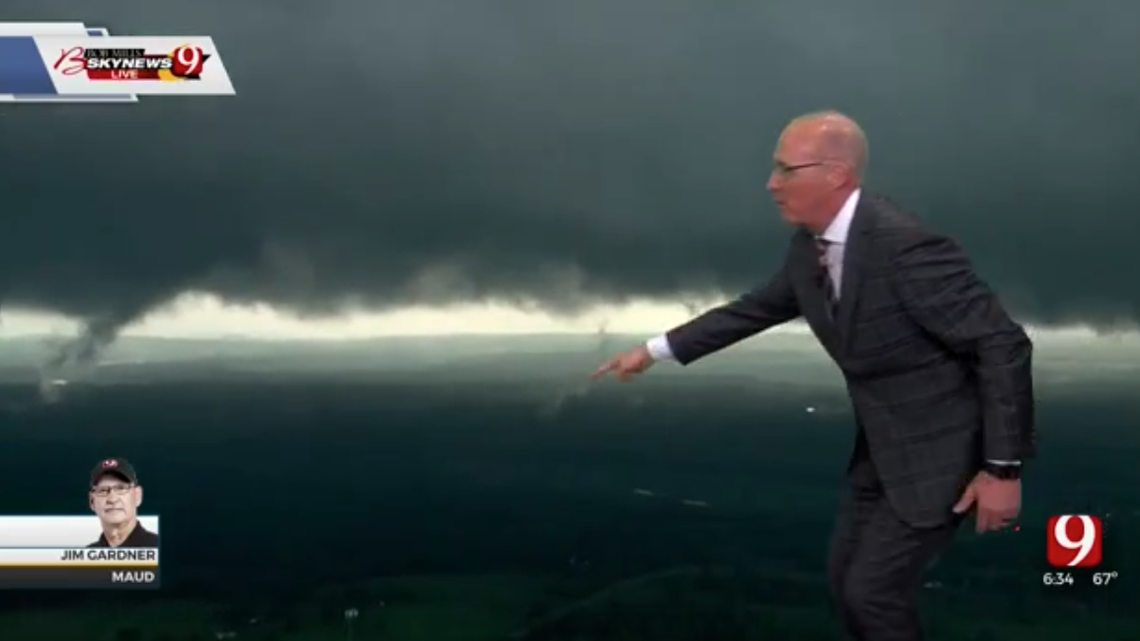 KWTV chief meteorologist David Payne spotted two tornadoes at once an Wednesday, May 4, with help from his eyes in the sky, Jim Gardner.