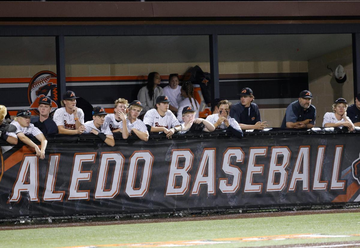 The Bearcat’s watch the fifth inning during a UIL Area Round 5AD1 baseball playoff game at Bearcat Field in Aledo, Texas, Thursday, May 08, 2025.