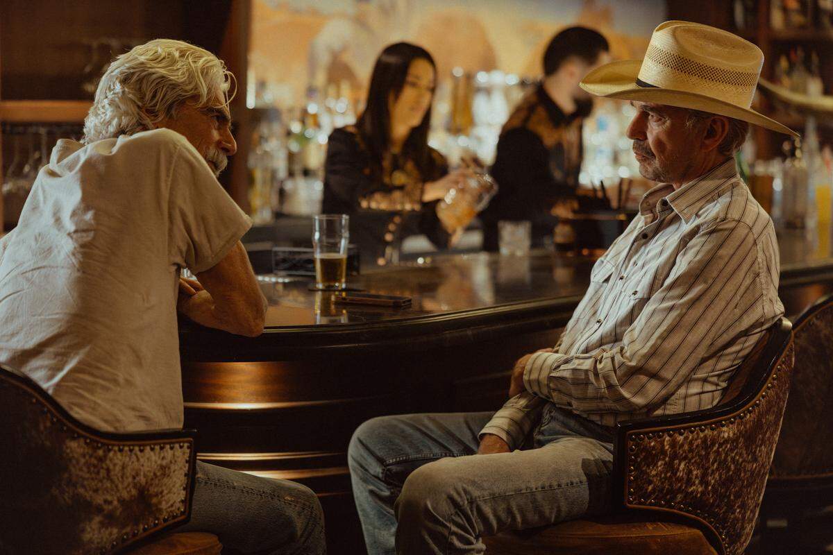 Sam Elliott as T.L. and Billy Bob Thornton as Tommy in “Landman” episode 6, season 2, streaming on Paramount+.