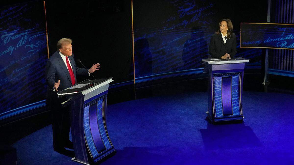 Former President Donald Trump and Vice President Kamala Harris during their debate in Philadelphia on Tuesday night, Sept. 10, 2024. Two clashing visions of the country were on display during their first and possibly only debate, encapsulating the gambles that each candidate is taking in this hotly contested campaign: Trump is betting on anger and Harris on exhaustion.