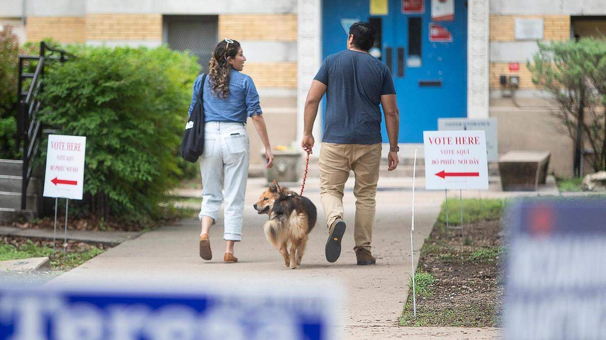 Voters enter De Zavala Elementary School to cast their ballots on Saturday, May 1, 2021, in Fort Worth.