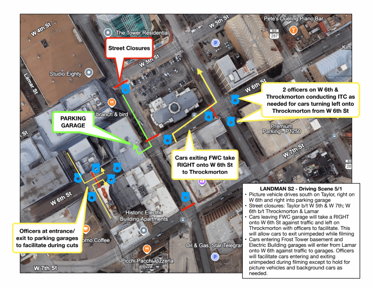 Several roads will be closed in downtown Fort Worth this week for filming.