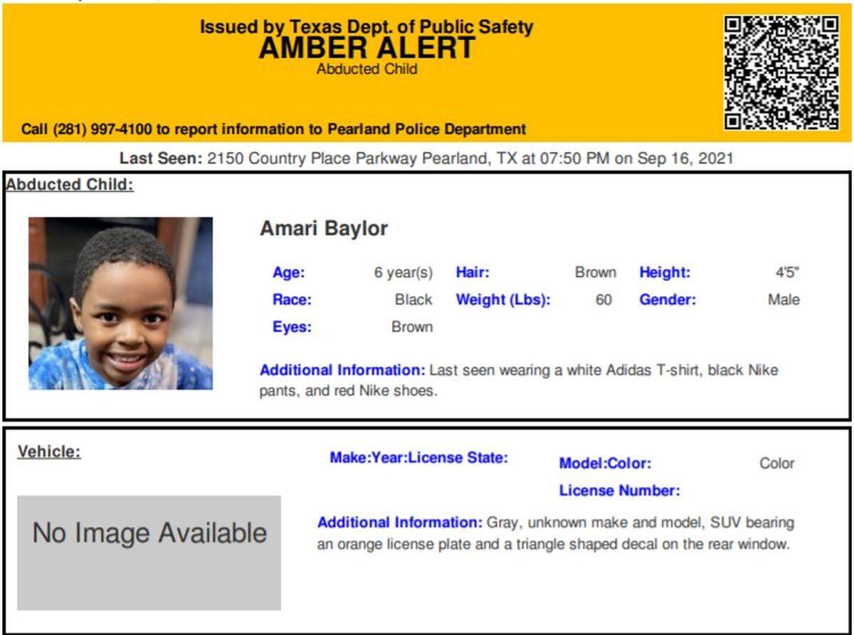 Amari Baylor was found safe Friday after he was reported missing Thursday.