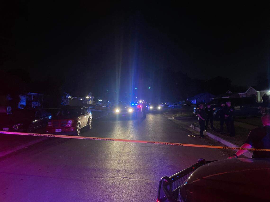 Police investigate the scene of a fatal shooting in south Fort Worth on Friday night, Oct. 7, 2022.