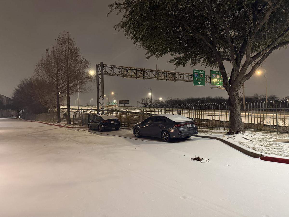 Downtown Fort Worth received roughly an inch of sleet and snow overnight and in the early hours of Sunday morning. A bit more could be on the way.