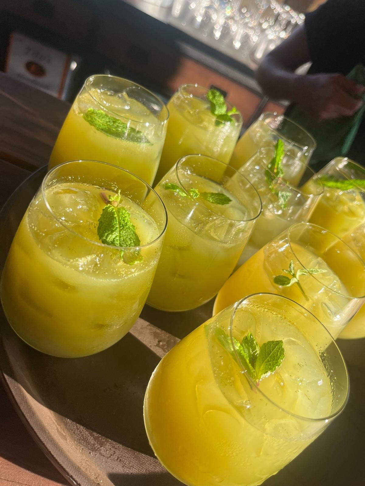 Qatar Airways signature welcome drink, mint and lime refreshment.