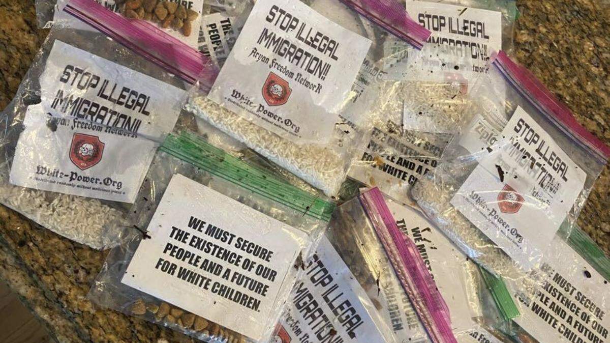 Brittany Hughes posted pictures on the neighborhood app, NextDoor, to show the neo-Nazi flyers she found while walking her dog in her Ridglea North neighborhood on Feb. 11.