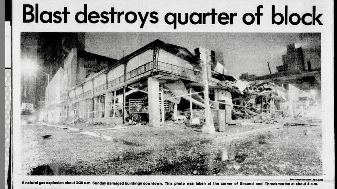On Dec. 7, Santini’s Sub Shop and the 300 block of Throckmorton blew up in an explosion. Investigators blamed sabotage by someone who uncapped a gas line.
