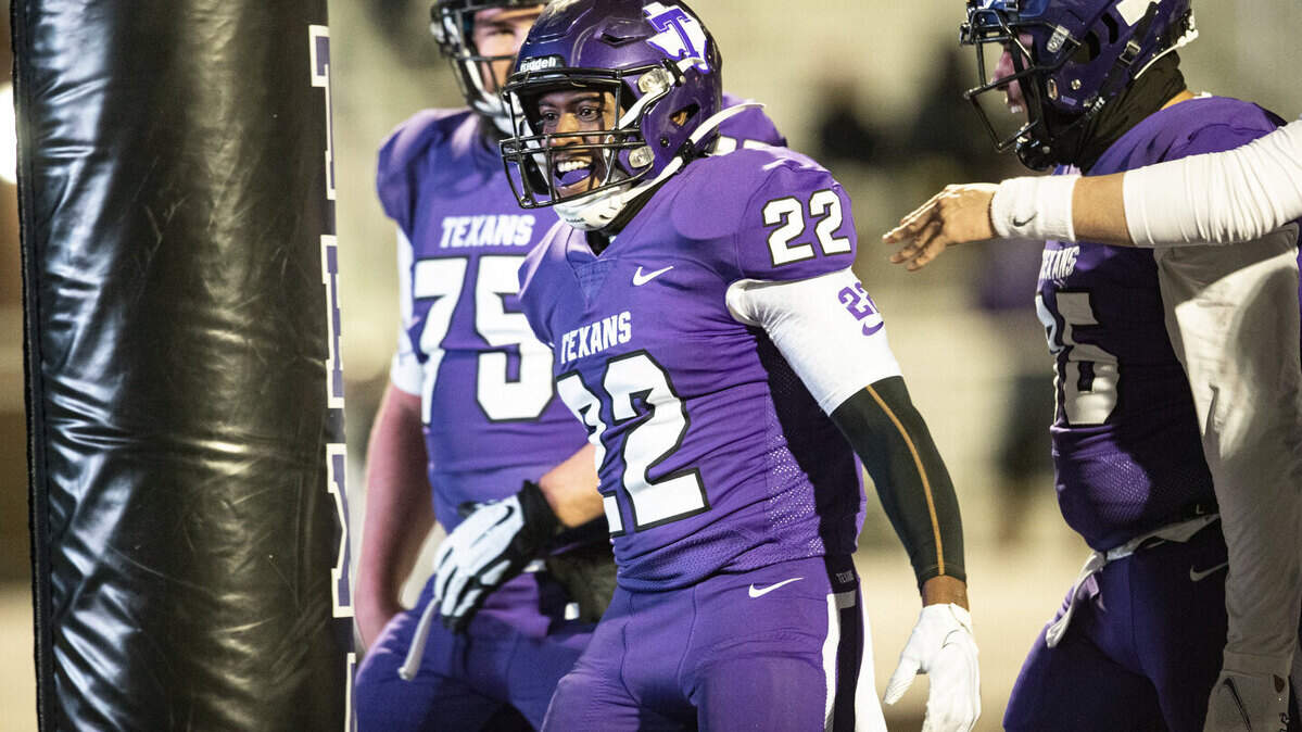 Tarleton State’s Ryheem Skinner celebrates during TSU’s overtime loss to McNeese State on Saturday night in Stephenville. It was TSU’s first game as an NCAA Division I team.