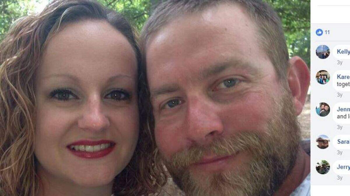 Josh Ray, 35, is one of five presumed dead in a gas well explosion near Quinton, Okla. He is pictured here with his wife Sarah.