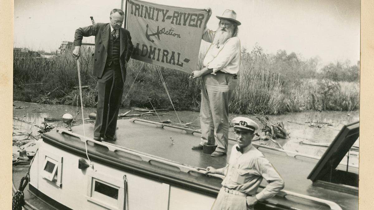 Basil Muse Hatfield, center, in 1934. Hatfield believed the Trinity River could be made navigable from Fort Worth to the Gulf of Mexico.