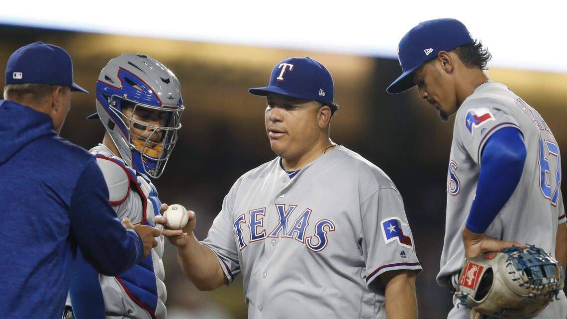 Three Dodgers home runs help to do in Rangers right-hander Bartolo Colon, who allowed eight runs in 3 1/3 innings Tuesday and saw his ERA climb to 4.94.