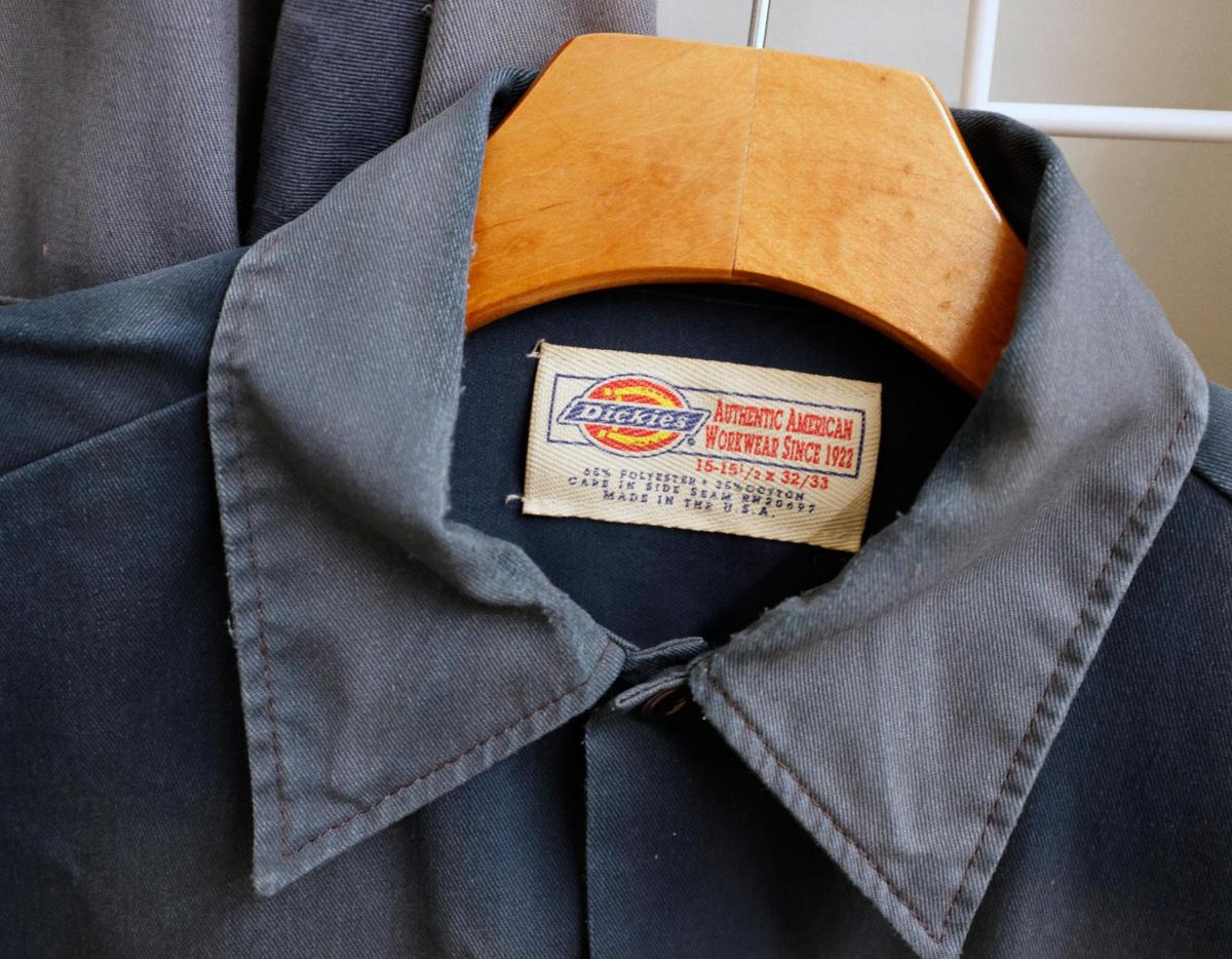 A label from mid 1950 is inside a work shirt in the archive room at Dickies offices in downtown Fort Worth Texas, Thursday Mar. 28, 2024. The 102 year old work apparel company recently relocated to downtown Fort Worth. (Special to the Star-Telegram Bob Booth)