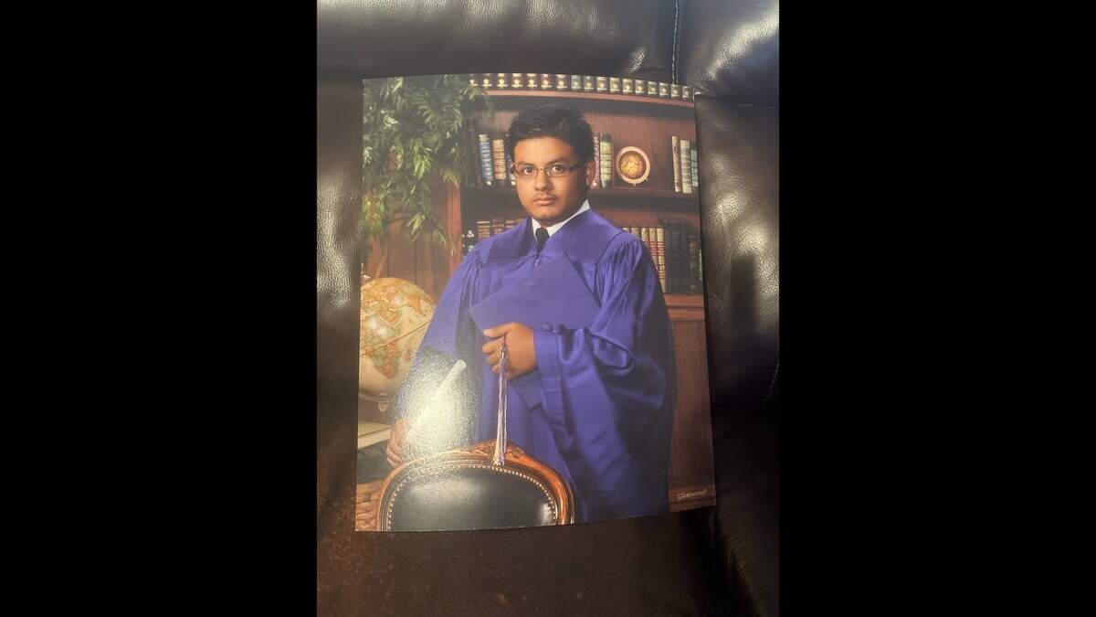 A photo of Brandon Adame when he graduated from Chisholm Trail High School.