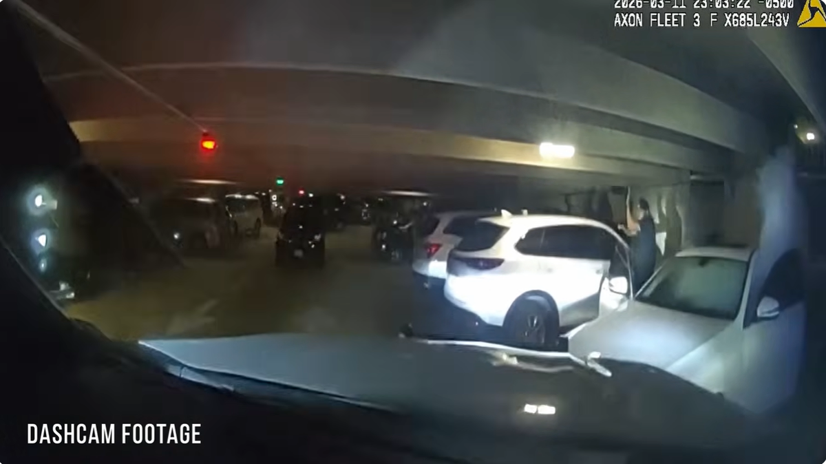 Dallas police released portions of dashboard and bodycam videos after officers fatally shot Diamon-Maziarre Robinson in a parking garage at Children’s Medical Center on Wednesday, March 11, 2026. Robinson also used the alias “Mike King” and worked as a security guard for U.S. Rep. Jasmine Crockett.