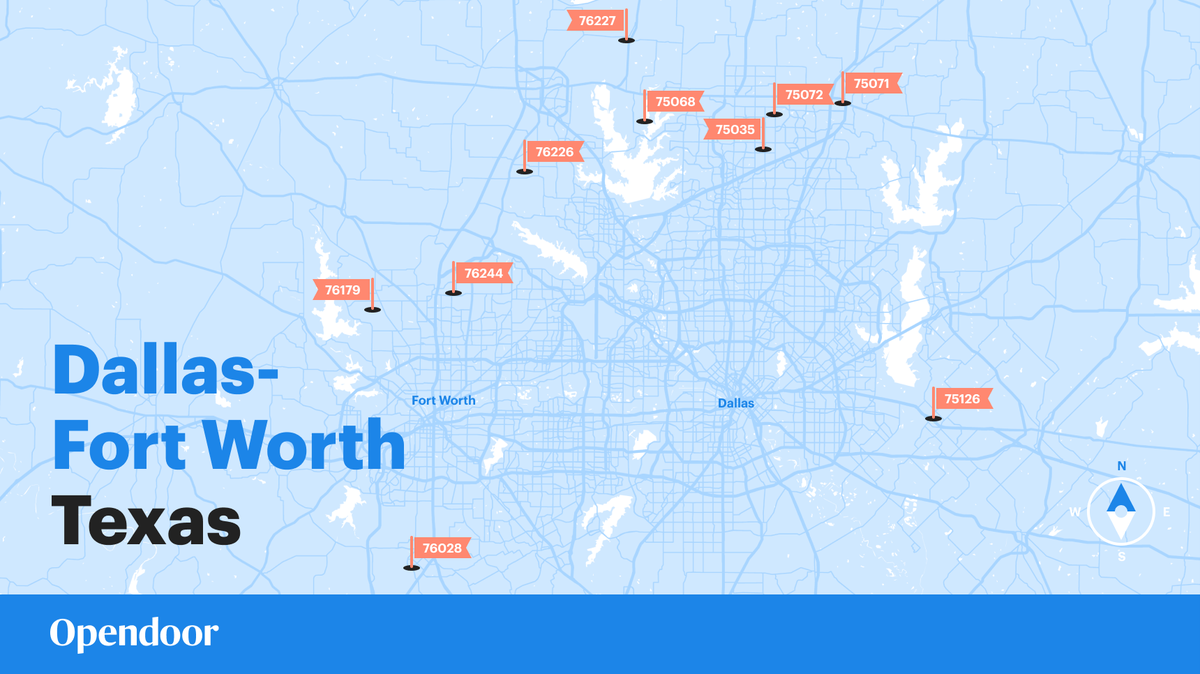 According to new data from Opendoor, Fort Worth’s hottest ZIP codes are in the city’s northern and southern suburbs.