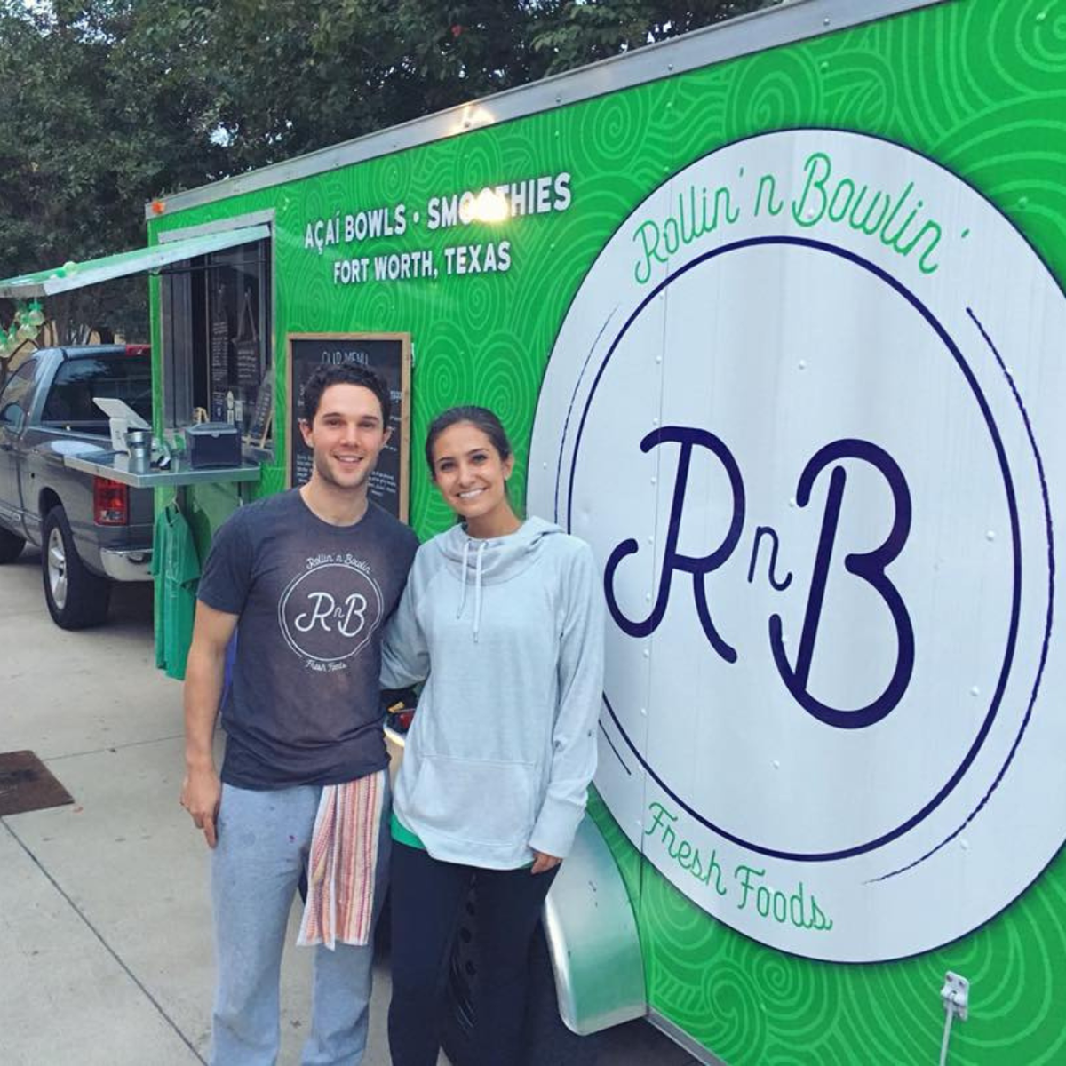 Sophia Karbowski and Austin Patry launched the Rollin’ and Bollin’ food truck on TCU campus in 2017 during their senior year.