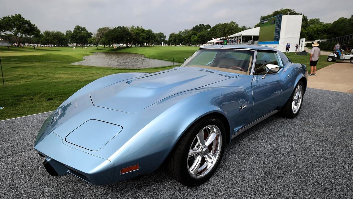 Fort Worth Charles Schwab Challenge winner drives off in this classic American sports car