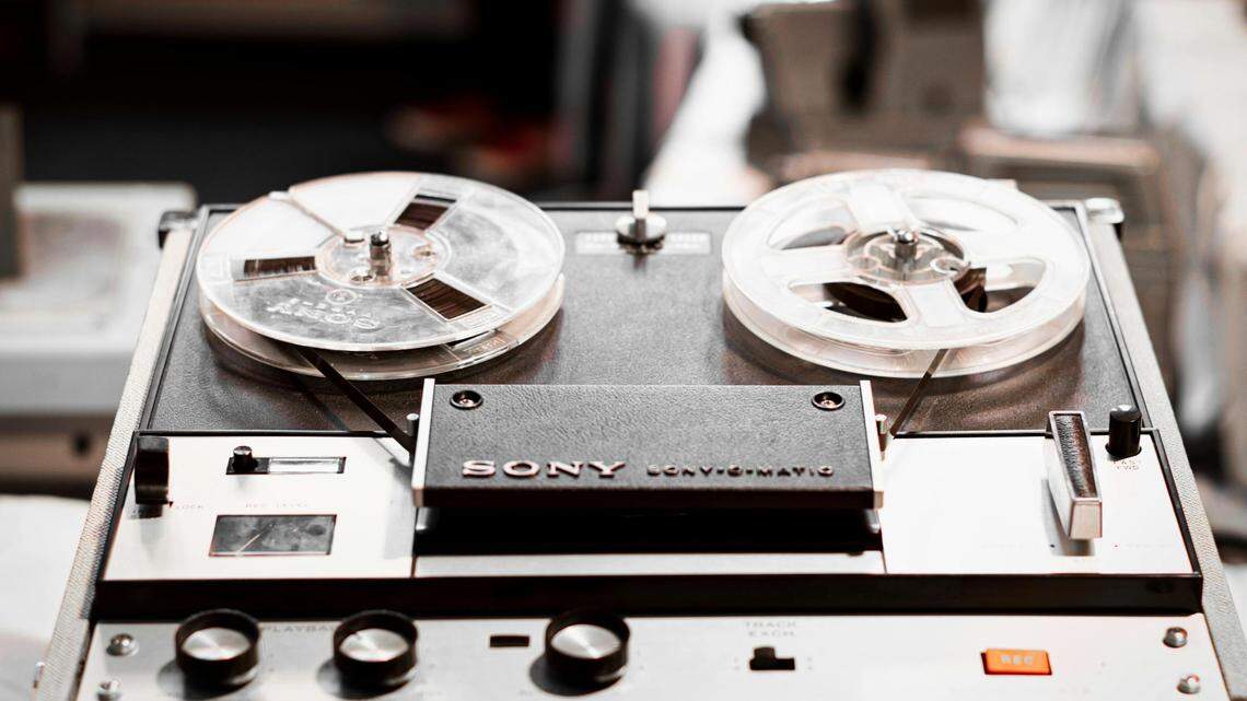 A black and grey Sony Reel Tape Player. Free to use with a Creative Commons license.