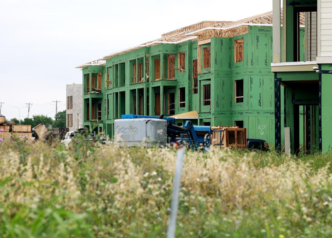 An apartment complex under construction on North Riverside Drive in Fort Worth this past May. Fort Worth constructs fewer multifamily residences than its big Texas peer cities.
