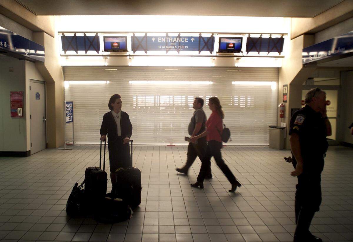 The security entrance at Terminal A at Dallas-Fort Worth International Airport remained closed on Sept. 12, 2001. Every terminal was ordered searched by the FAA in the wake of Tuesday's terrorist attacks in New York and Washington.