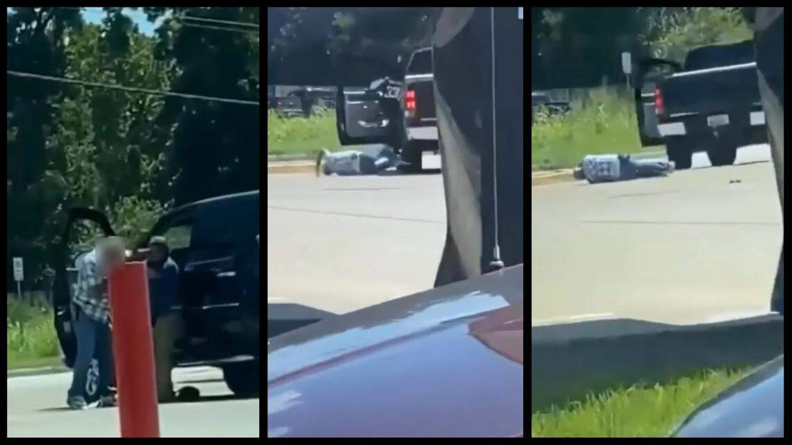 A woman in Houston, Texas, was robbed at gunpoint after leaving a check cashing business, cops say; a man rushed to her aid and got hit in the head with a gun.