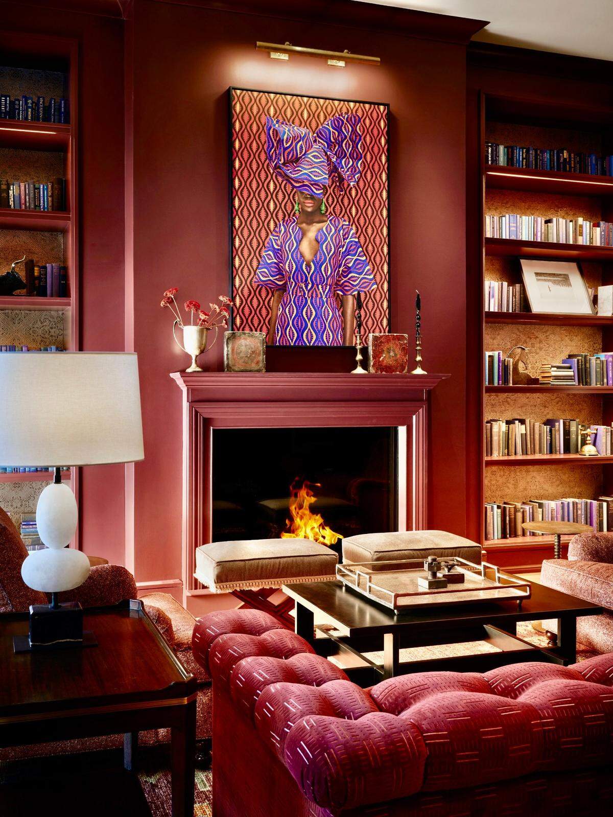 Art and western furnishings decorate the bar area and meeting rooms at the Bowie House, Auberge Resorts Collection hotel.