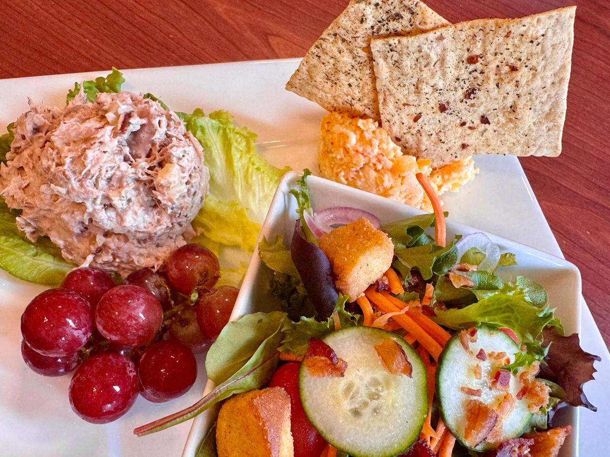 A lunch combo with tuna salad, Gouda pimiento cheese and salad at Simply Divune Cafe.