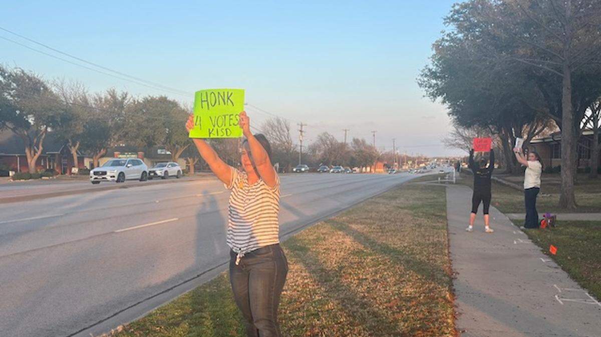 Katie Woods was one of the few demonstrators denied entry of the Keller ISD’s administration building on Feb 5. This was due to a closed superintendent meeting about the the district’s budget crisis.