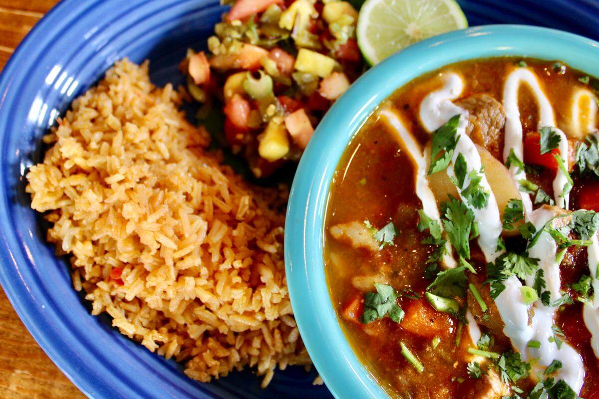 Hatch green chile stew as seen in 2023 at Blue Goose Cantina restaurants.