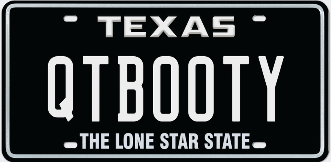One of the custom Texas license plate requests rejected in 2025.