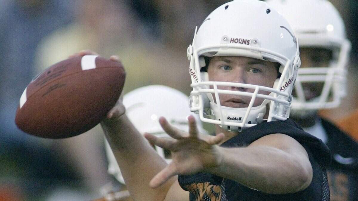 Quarterback Jevan Snead works out as a freshman quarterback for Texas in Aug. 2006. Snead was found dead in Austin on Saturday, Sept. 21, 2019. Police said the death is not considered suspicious.