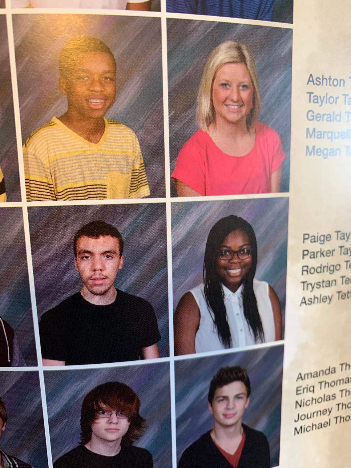 Trystan Terrell (center left) attended Mansfield High School, according to his 2014 junior year yearbook.