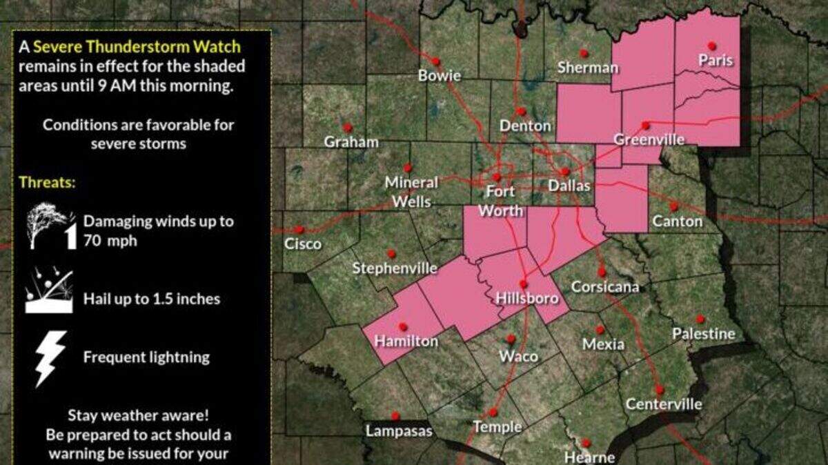 A severe storm watch remains in effect for parts of North Texas on Friday, March 24, 2023.
