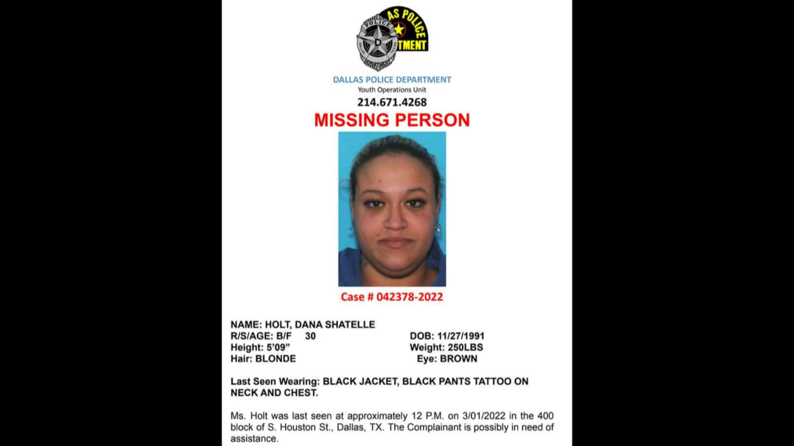 Dana Holt, a St. Louis, Missouri, woman has gone missing after taking a train to Dallas, Texas.