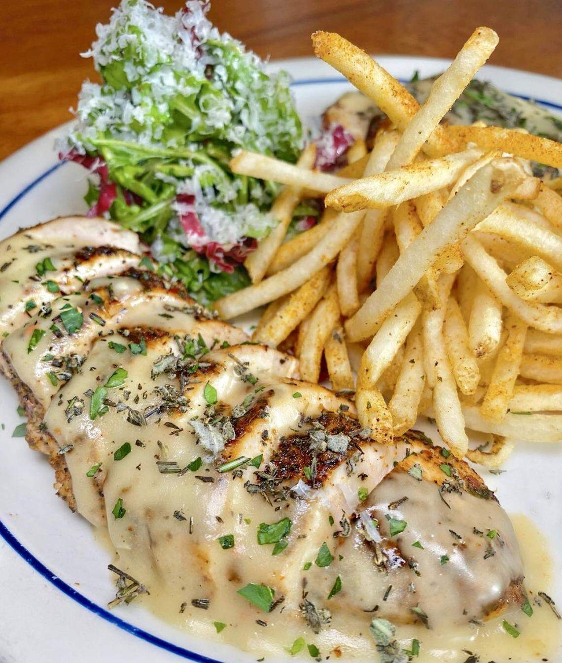 The popular French chicken in beurre blanc sauce at Hudson House restaurants.