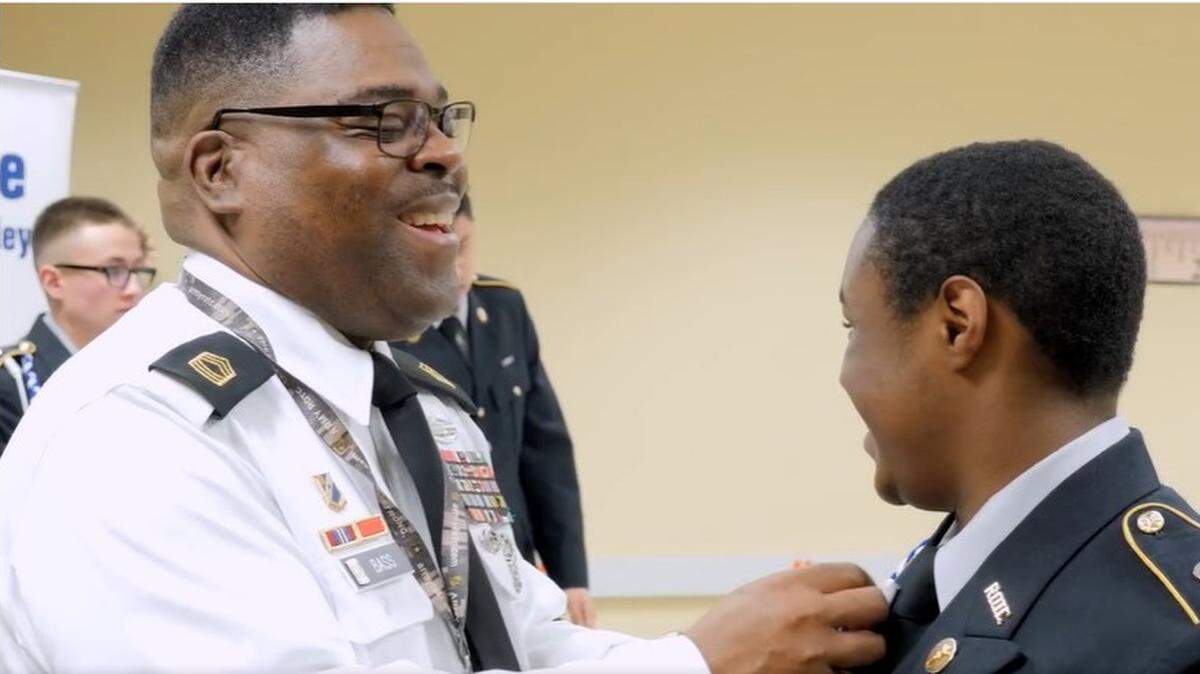 Master Sgt. Gene Bass, left, a JROTC instructor at North Crowley High School, was killed in a shooting outside his Fort Worth home on Friday, June 28, 2024.