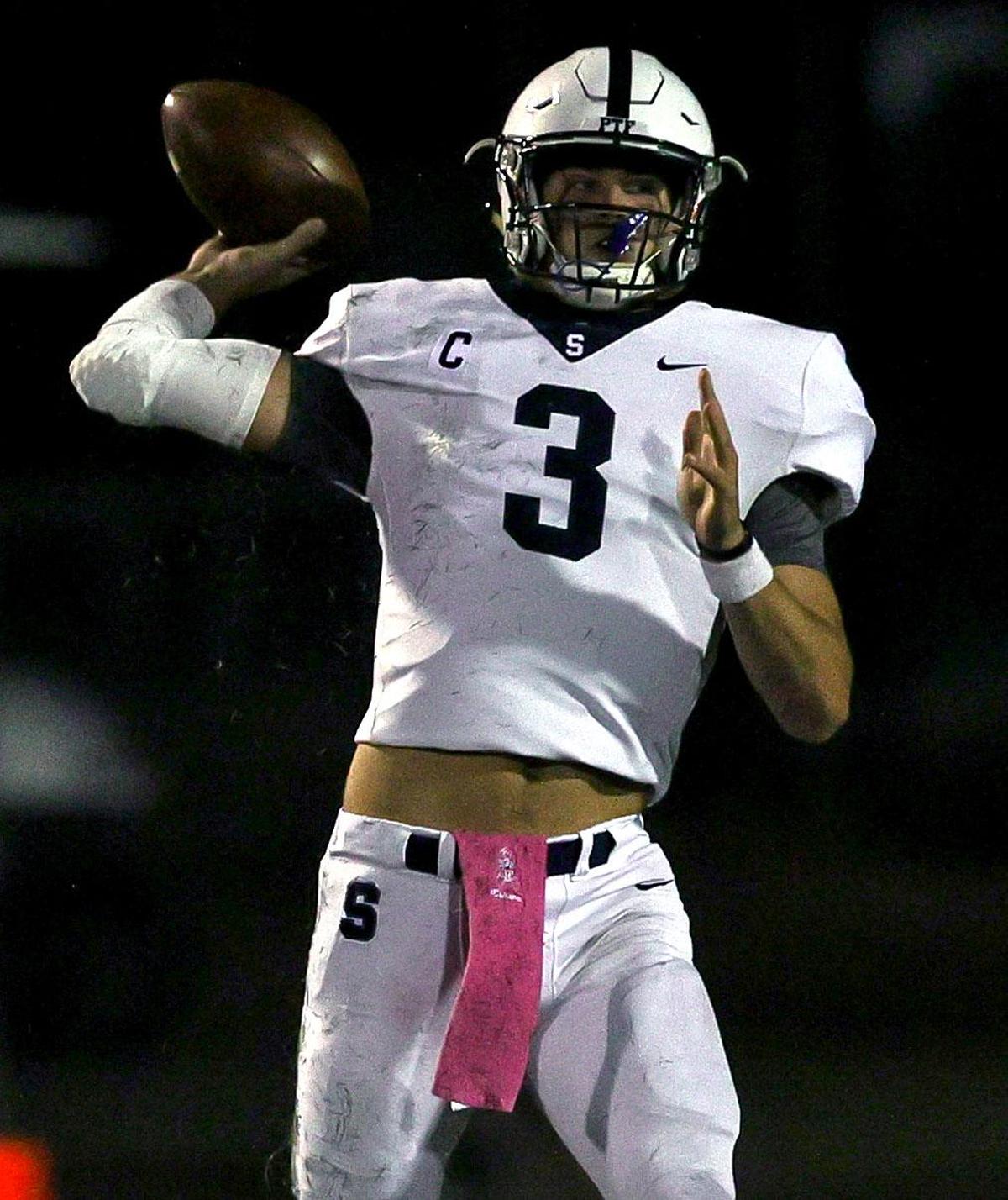 All Saints quarterback Hampton Fay attempts a pass against Nolan during the first half of a high school football game, October 16, 2020 played at Doskocil Staduim at Nolan High School in Fort Worth, Tx. (Steve Nurenberg Special to the Star-Telegram)